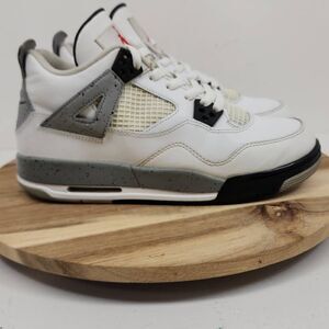 Nike Air Jordan 4 Retro "White Cement" sneakers GS Mens 7Y White Gray